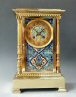 Antique 4 glass mantel clock with enamel decoration, France 1890.
